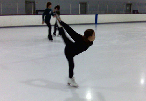 Lauren Practicing a Flying Camel Spin